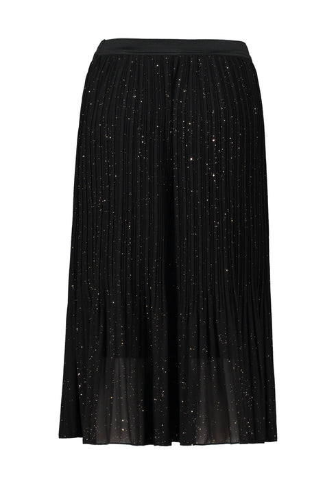 Hailys Gr44eti Pleated Glitter Midi Skirt DO-6937PTY - Black / Gold Glitter