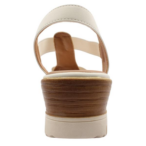 Susst White Dolly 26 Floral Detail Elastic Strap Wedge Sandals