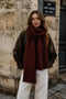 Phanie Mode Wool Blend Oversized Warm Plain Scarf E-68052AH - Burgundy