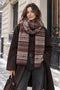 Phanie Mode Fair Isle Ethnic Knit Wool Blend Thick Scarf E-68093AH BU - Burgundy