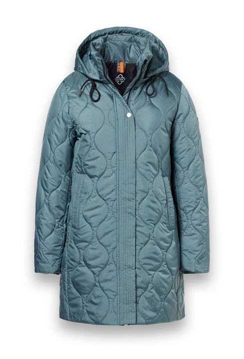 District Womens Espresso Long Quilted Jacket ESPRESSO - Mineral Blue