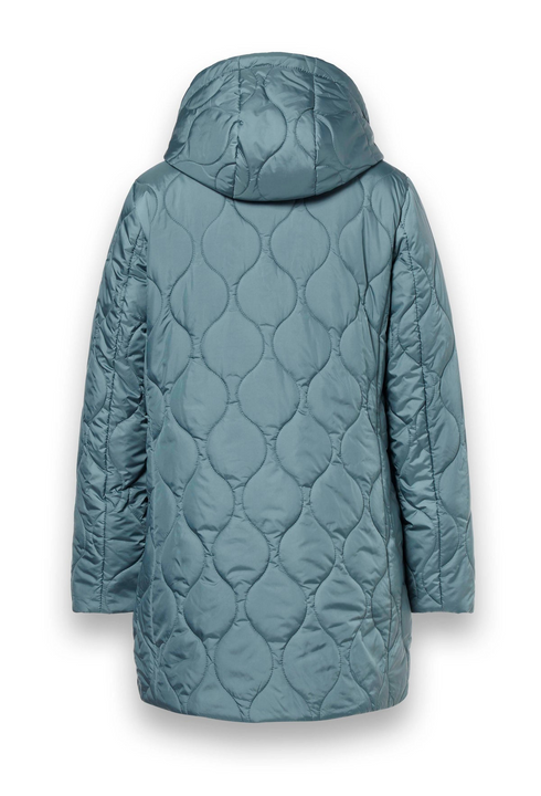 District Womens Espresso Long Quilted Jacket ESPRESSO - Mineral Blue