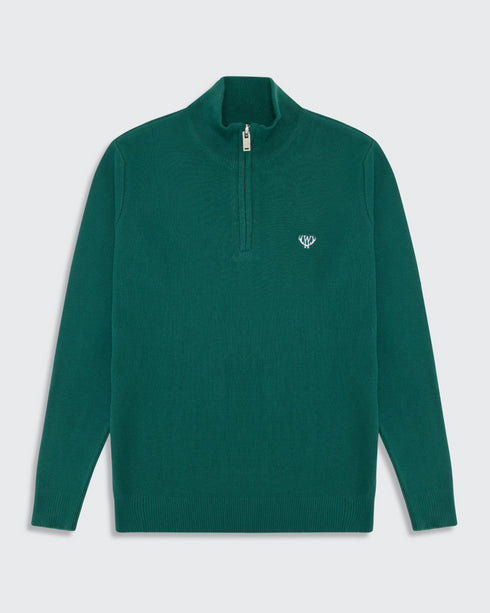 Walker & Hunt Knitted 1/4 Zip Hunter - Premium Cotton Sweater