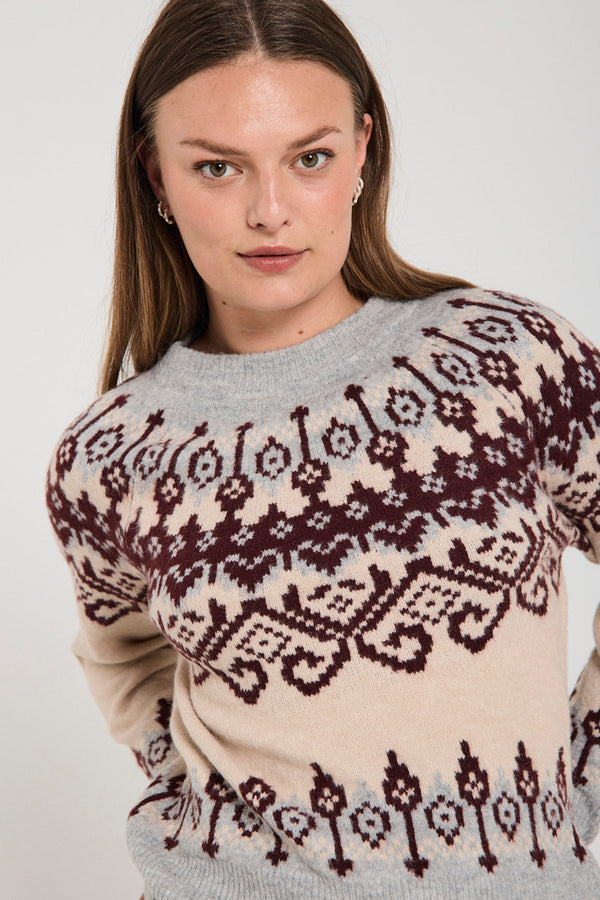 Freequent FQMerla Grey & Beige Knit Jumper 206760