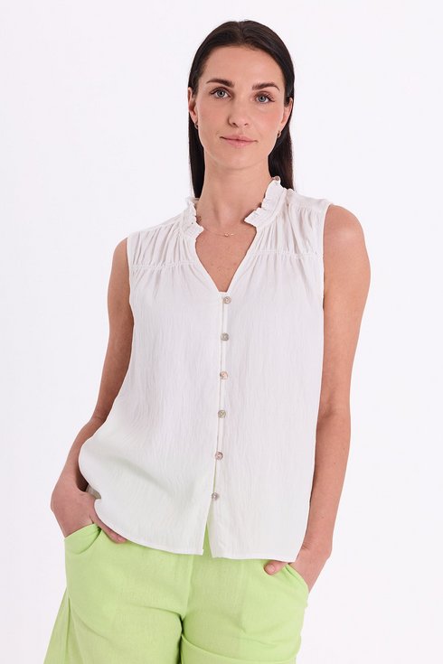 Freequent | 204376 Brilliant White FQALLY Sleeveless Blouse