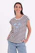 Freequent FQFENJAL Striped Organic Cotton T-Shirt Brilliant White Coffee Bean 208015