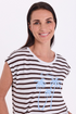 Freequent FQFENJAL Striped Organic Cotton T-Shirt Brilliant White Coffee Bean 208015