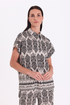 Freequent JONY Shirt Beige and Black Patterned Short Sleeve 208019