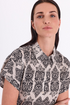Freequent JONY Shirt Beige and Black Patterned Short Sleeve 208019