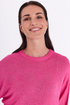 Freequent FQVICKI Short Sleeve Fine Knit Pullover Fuchsia Purple Rose Drop Shoulder 208117