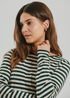 Freequent FQLIANA Striped Long-Sleeve Top 207833 Deep Forest Green and Moonbeam