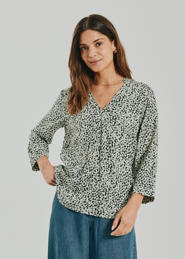 Freequent FQADNEY Three-Quarter Sleeve Blouse 211531 Iceberg Green and Moonbeam