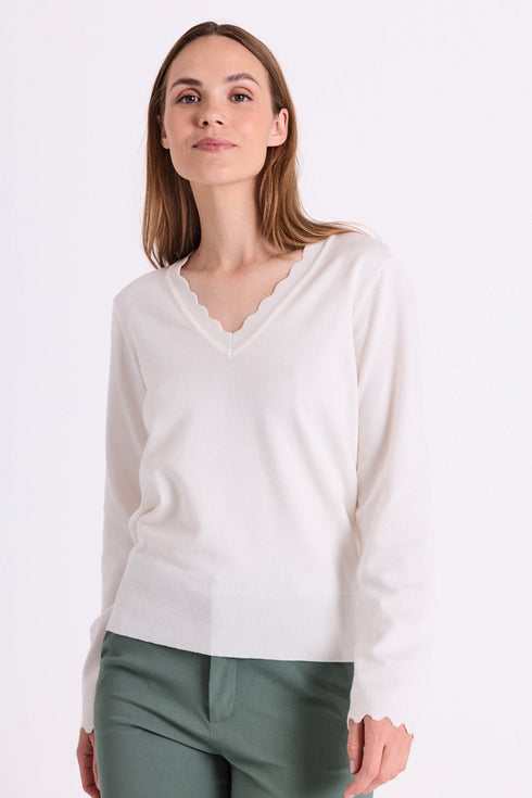 FreeQuent KATIE Fine Knit V-Neck Pullover - 206463