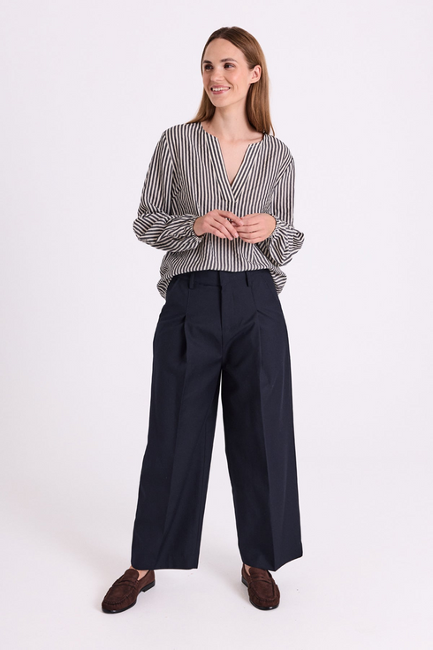 Freequent FQYASMIN Navy Wide Leg Pleated Trousers 201198