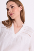 Freequent Women's Star Off-white FQANTINA Blouse – V-Neck with Ruffle and Lace Details