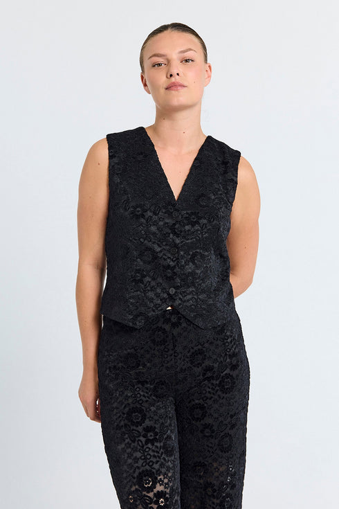 Freequent FQGry Velvet Lace Waistcoat 205154