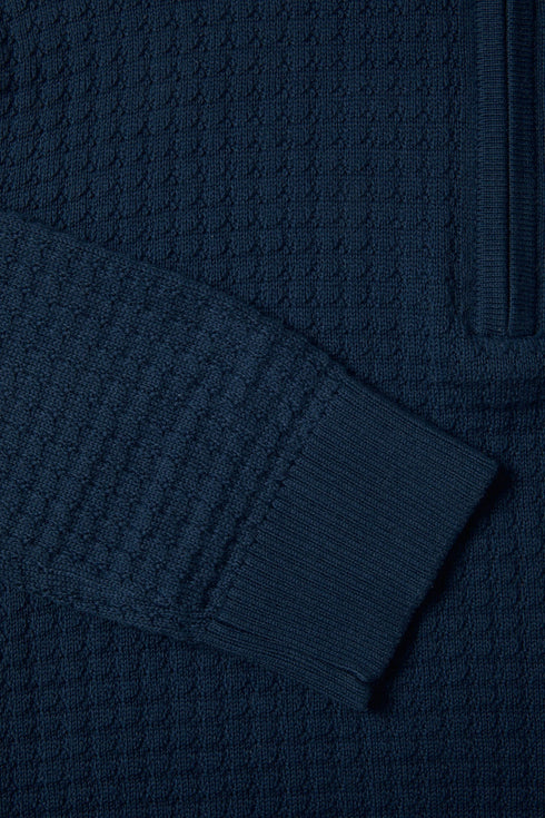 Benetti Ellis Indigo Qtr Zip Cotton Knit Jumper