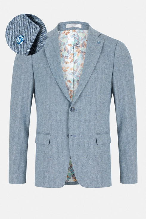 Benetti Enzo Navy Herringbone Blazer