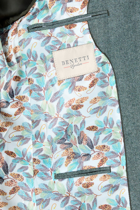 Benetti Enzo Forest Herringbone Blazer