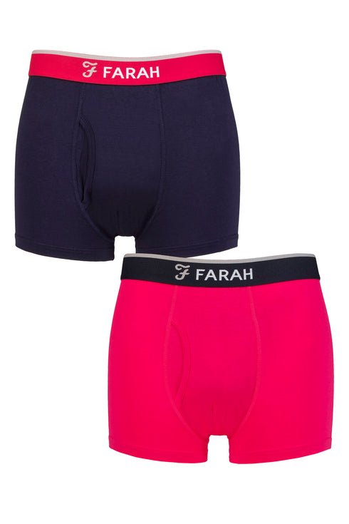 Farah Mens 2 Pair Plain and Stripe Bamboo Keyhole Trunks FCU375