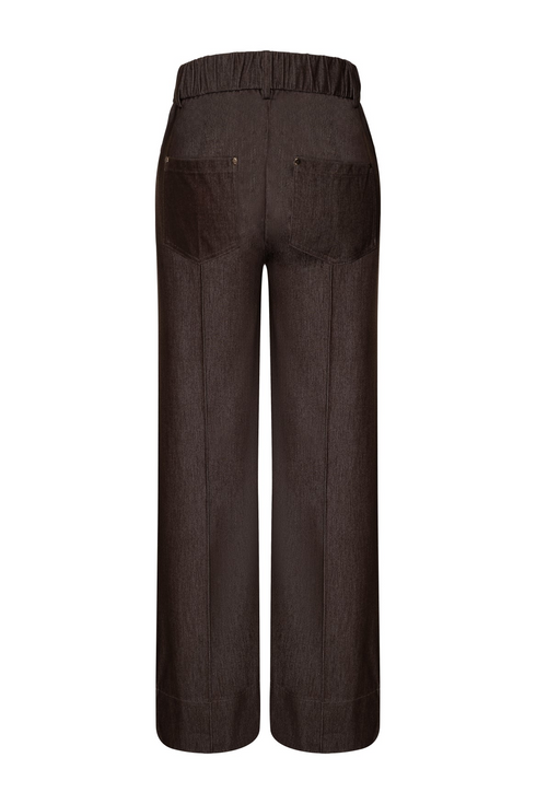 Kimara Fenne Wide Leg Seamed Denim Trousers FENNE - Brown