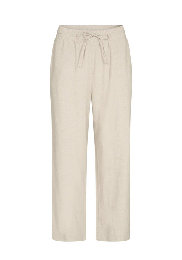 Freequent LAVA Ankle Pants Sand Melange Linen Blend 124620CB