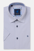 Benetti Menswear Finn Blue Short Sleeve Geometric Print Cotton Shirt