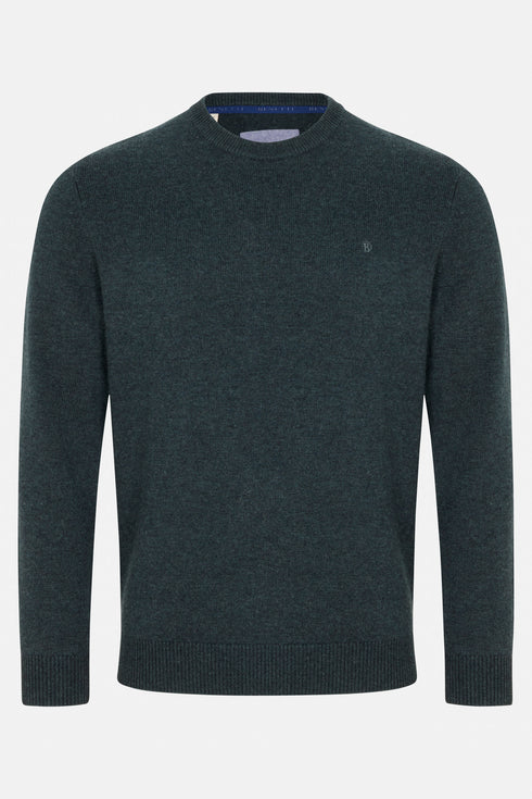 Benetti Franco Teal Green Crew Neck Knit Sweater