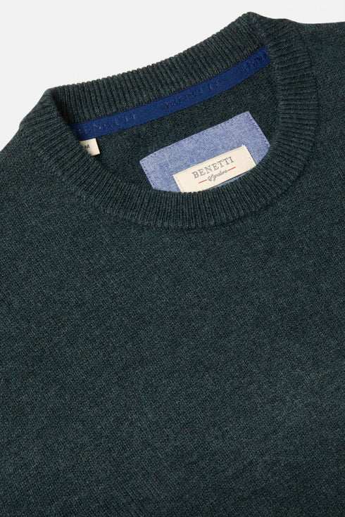 Benetti Franco Teal Green Crew Neck Knit Sweater