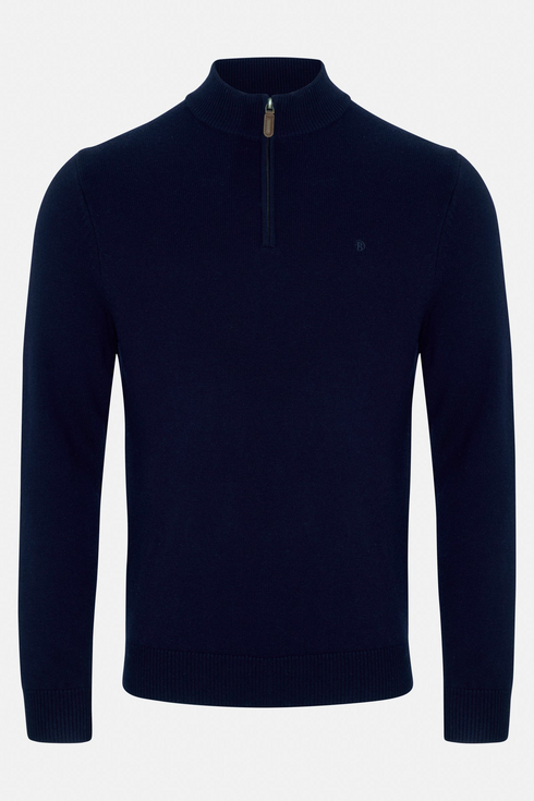 Benetti Franco Navy 1/4 Zip Knit Sweater