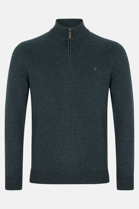 Benetti Franco Teal Green 1/4 Zip Knit Sweater