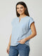 Freequent Womens Blue Bell FQ VIVA Organic Cotton V-Detail Pocket T-Shirt 208305