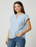 Freequent Womens Blue Bell FQ VIVA Organic Cotton V-Detail Pocket T-Shirt 208305