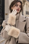 Phanie Mode Suedeette Gloves with Detachable Faux Fur Cuffs G-12050AH BE - Beige