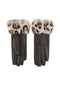 Phanie Mode Faux Leather Gloves with Leopard Print Faux Fur Cuffs G-92031AH MO - Mocha