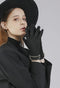 MM Sweet Faux Suede Gloves with Chain Wrist Detail G1591 BLK - Black