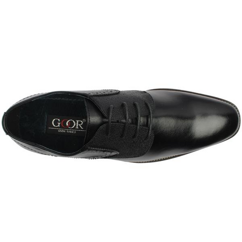 Goor Gibson 215 Men's Black Classic Textured Formal Lace-Up Shoes