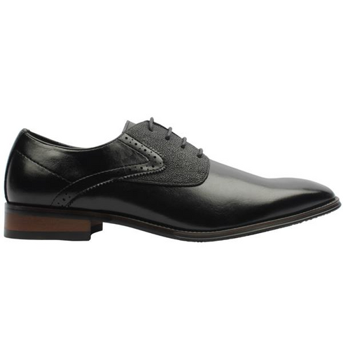 Goor Gibson 215 Men's Black Classic Textured Formal Lace-Up Shoes