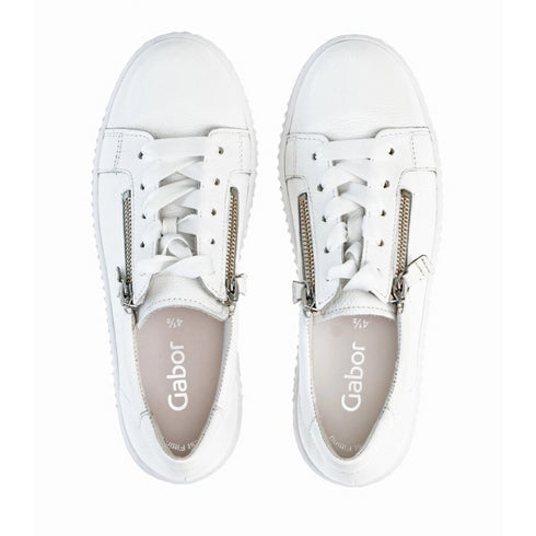 Gabor 63.334.21 White Low Sneakers with 2 Zips