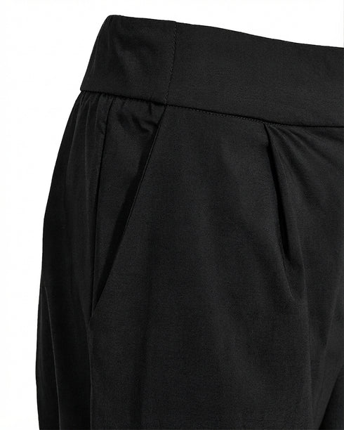 Freequent Black FQHAMY Elastic-Waist Barrel Leg Pants 211369 Black