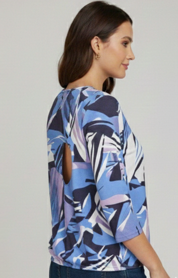 Sunday Royal Blue Animal Print Top with Elasticated Hem – 6048 6510 670