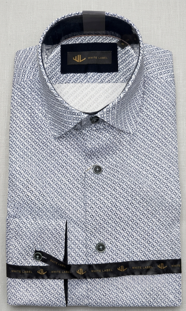 White Label Mens Tapered Fit Swirl Print Shirt 82200 Blue/Green
