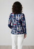 Avalon A49 Grid Print Twinset with Jacket and Top in Navy, Blue and Red