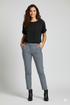 Robell Bella 09 Cropped Check Print Trousers in Navy & White 68cm – 51560-55109-69