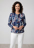 Avalon A49 Grid Print Twinset with Jacket and Top in Navy, Blue and Red
