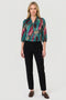 Via Veneto V81 Sandy Occasionwear Top with Neck Detail in Chocolate, Green, Pink and Purple