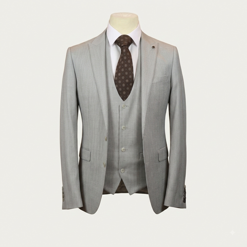 White Label Mens Slim Fit Silver Oliver 3-Piece Suit 84126 Light Grey