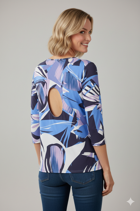 Sunday Royal Blue Animal Print Top with Elasticated Hem – 6048 6510 670