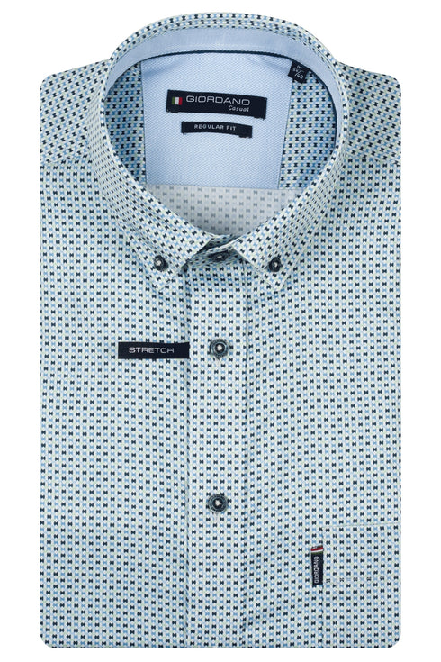 Giordano Mens League Short Sleeve Satin Print Shirt 70 Green 616026
