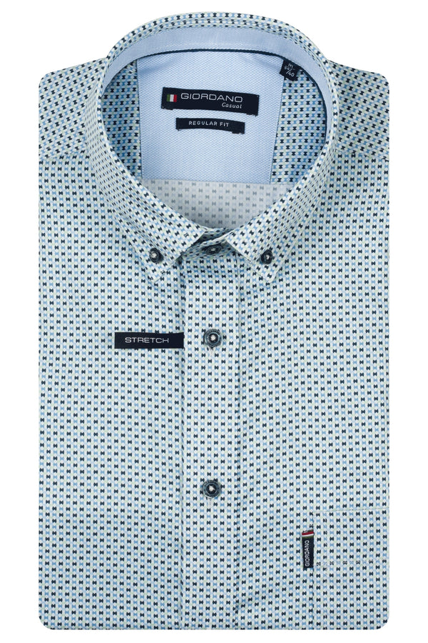 Giordano Mens League Short Sleeve Satin Print Shirt 70 Green 616026